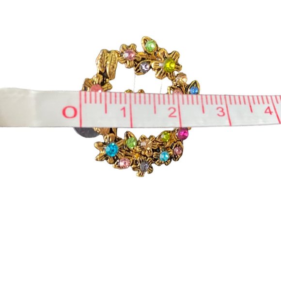 Fashion Jewelry Earrings multi color stones Floral Spring | Gold color Studs - Picture 4 of 4